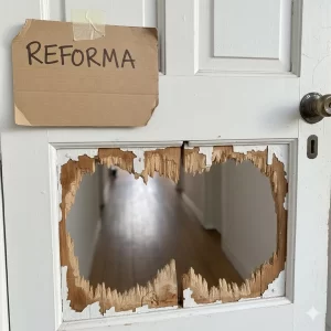 Reforma da porta que os cachorros comeram